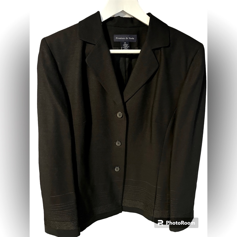 Preston & York BlazerJacket EUC Sz 12 Embellished Hem Suit Coat Designer Vintage